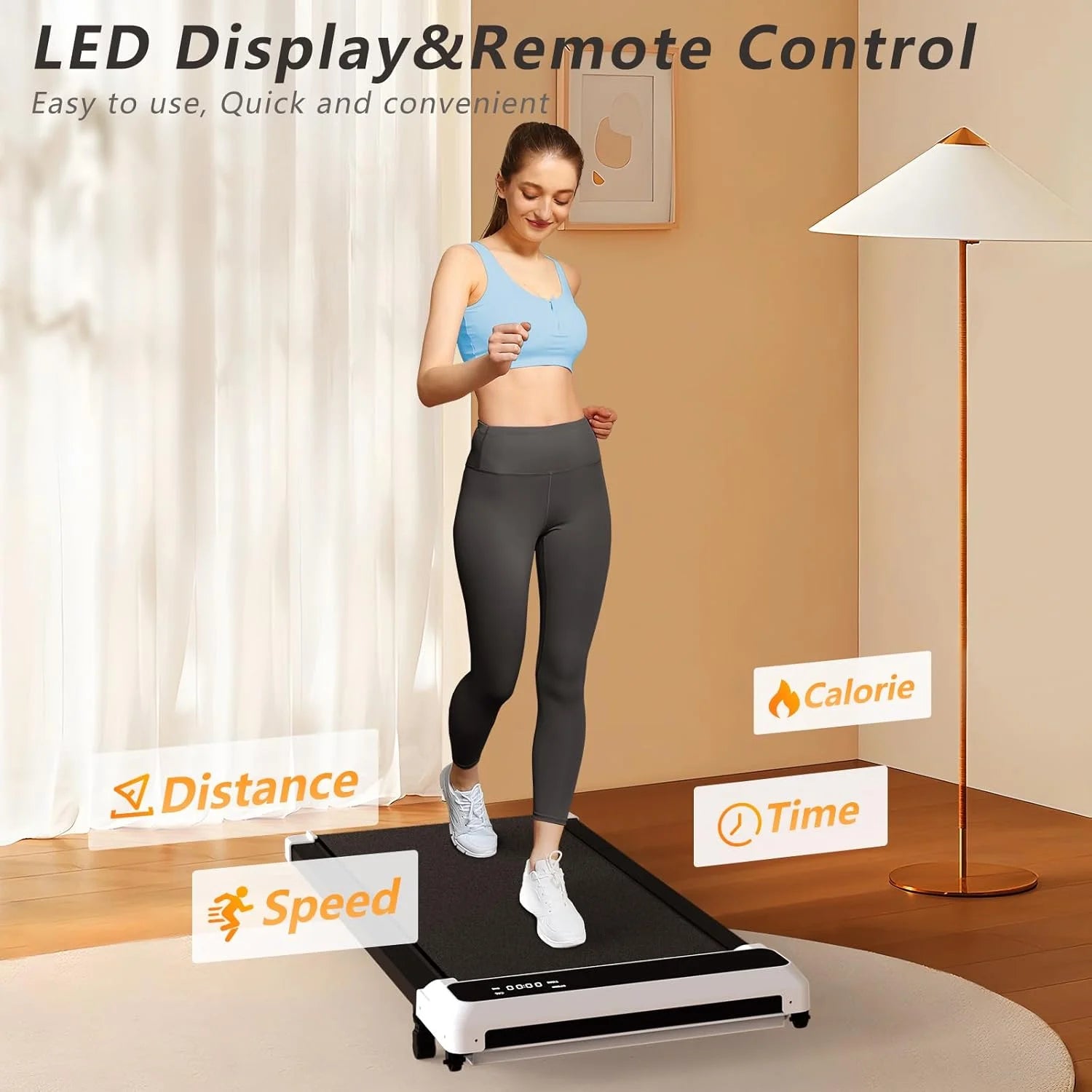 Walking Pad with Handle Bar, Incline Treadmill for Home Office, 2.5 HP Quiet, 3-In-1 Foldable Treadmill with Extra Wide Running Belt, Remote Control, LED Display