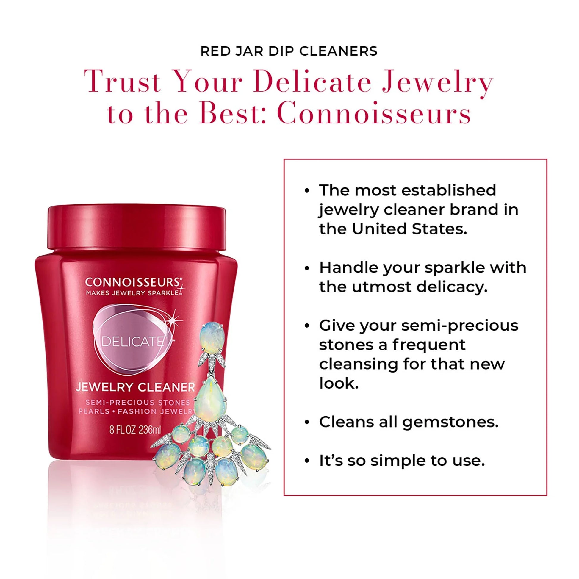 Delicate Jewelry Cleaner Solution for Pearls, Gemstones, and Fashion Jewelry, 8 Fl Oz