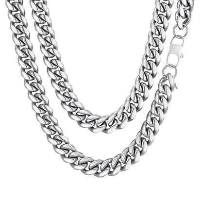 Men'S Stainless Steel Cuban Link Chain Necklace 10MM 18Inch Hip Hop Jewelry Gift for Dad Son