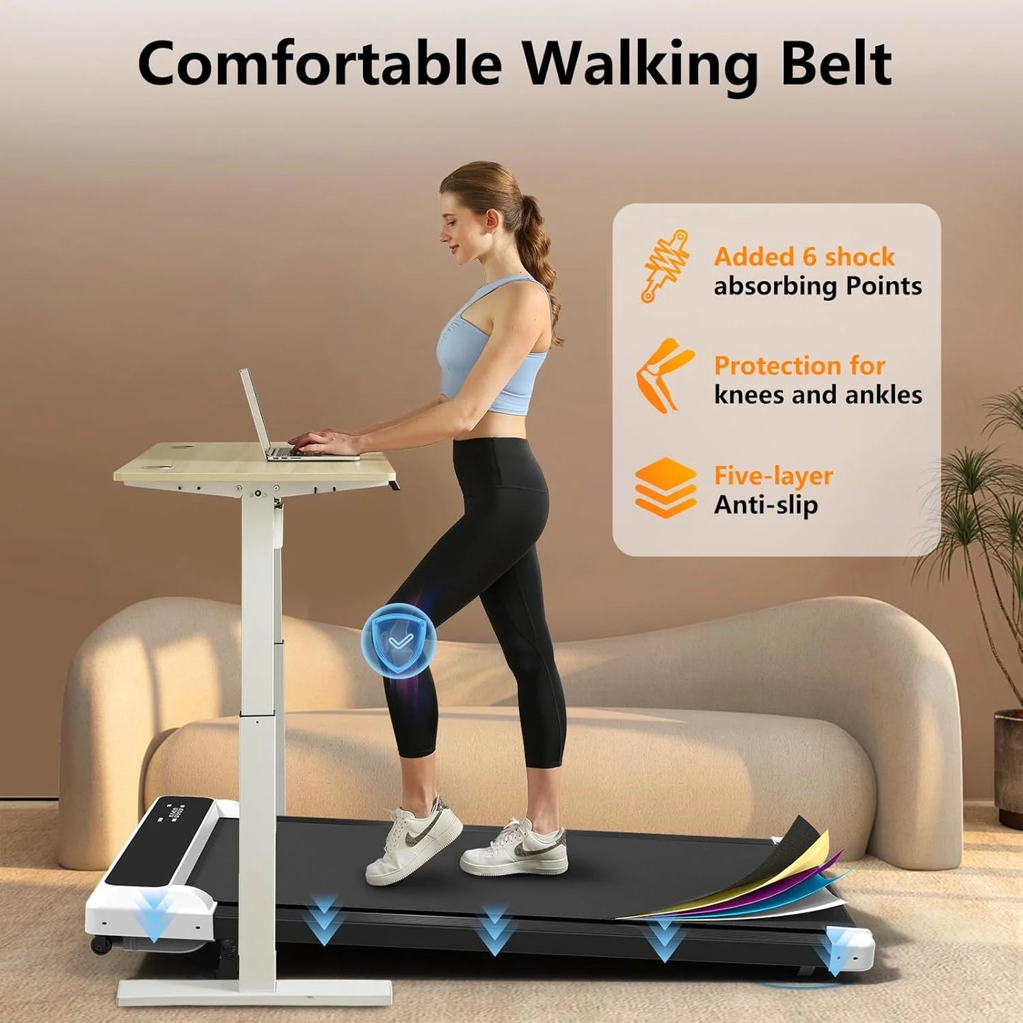 Walking Pad with Handle Bar, Incline Treadmill for Home Office, 2.5 HP Quiet, 3-In-1 Foldable Treadmill with Extra Wide Running Belt, Remote Control, LED Display