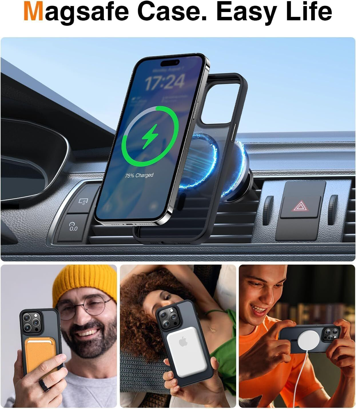 For Iphone 17 16 15 14 13 12 Pro Max Air Frost Case Mag Safe Shockproof Cover
