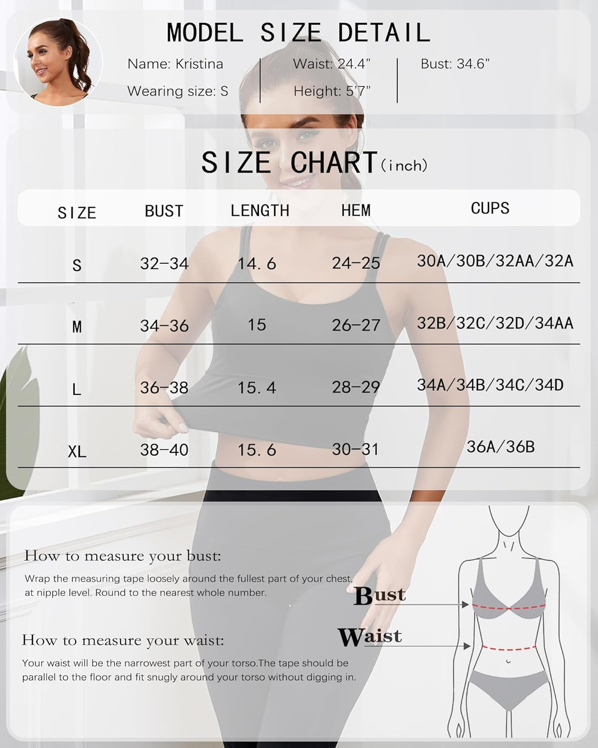 Womens Longline Sports Bra Padded Yoga Workout Crop Tank Tops Strappy Camisole Fitness Shirts